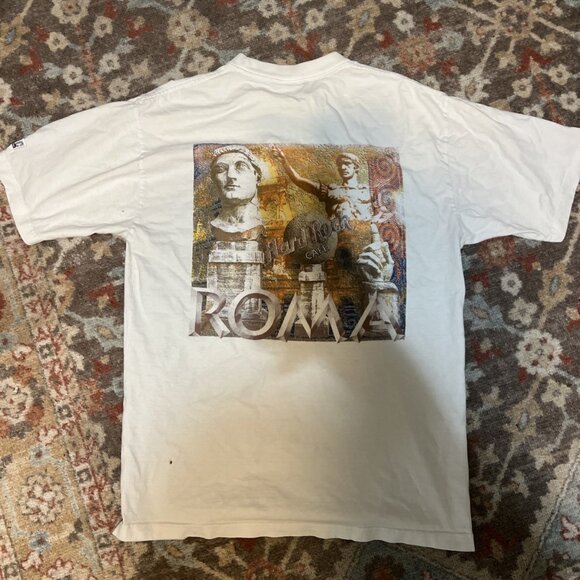 Hard Rock Cafe Other - Hard Rock Cafe Shirt Mens L White Heavy Tee Rome Roma Vintage 90s Music Food